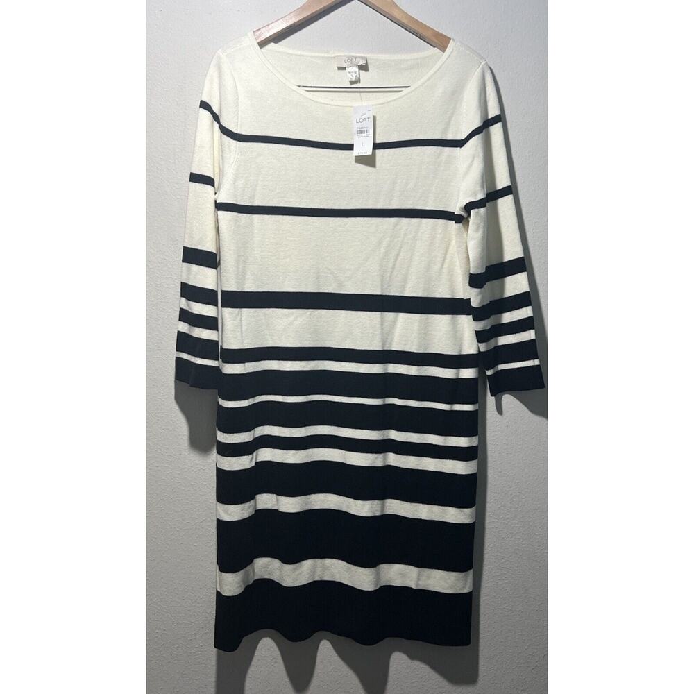 Ann Taylor LOFT 3/4 sleeve pullover sweater Dress Large $79 Quiet Luxury NWT